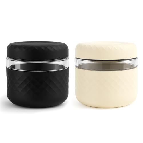 Cafezi 24 oz Glass Lunch Bowl Containers with Lids 2 Pack | Leak & Spill Proof, BPA-Free, Microwave & Dishwasher Safe | Airtight Meal Prep & Food Storage Jar for Lunch, Salad, Soup, Oats, Stew, Yogurt - Image 1