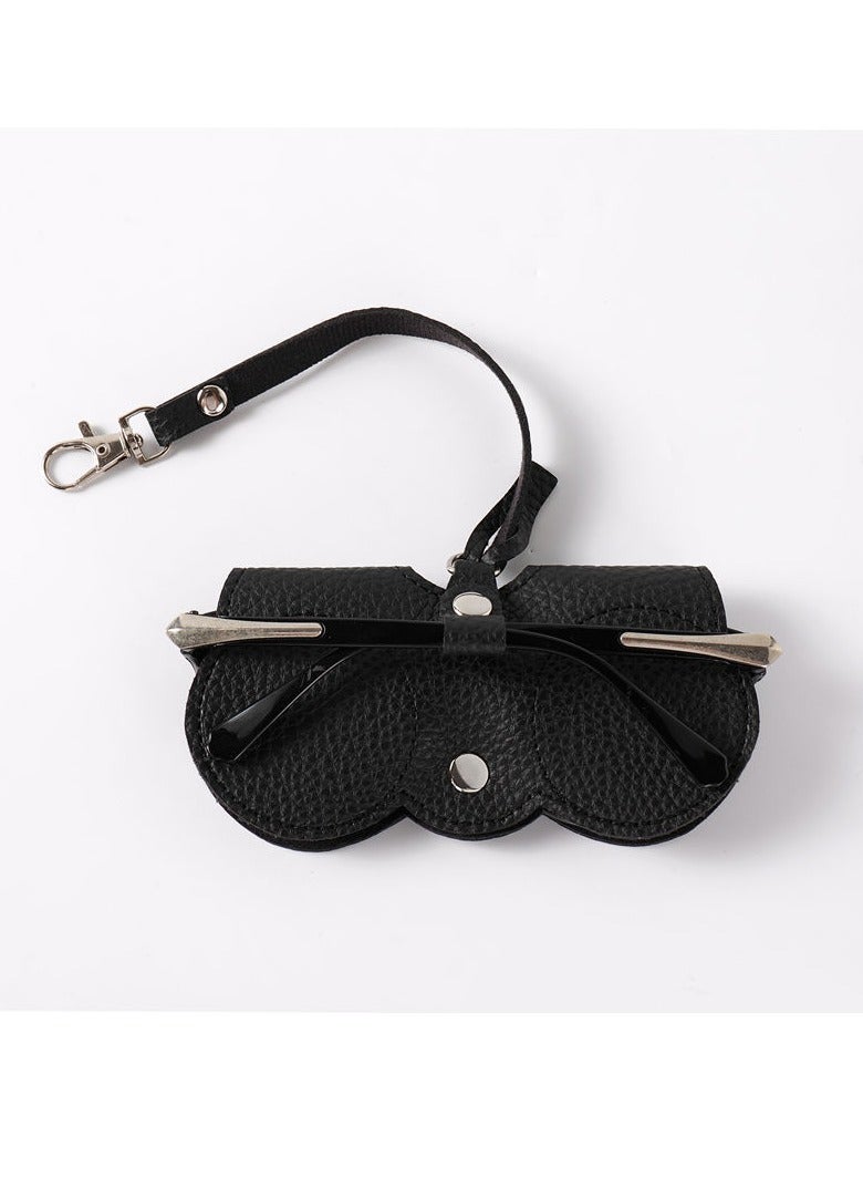 Soft Leather Glasses Bag Portable Eyeglasses and Sunglasses Case Glasses Clips with Strap - Image 2