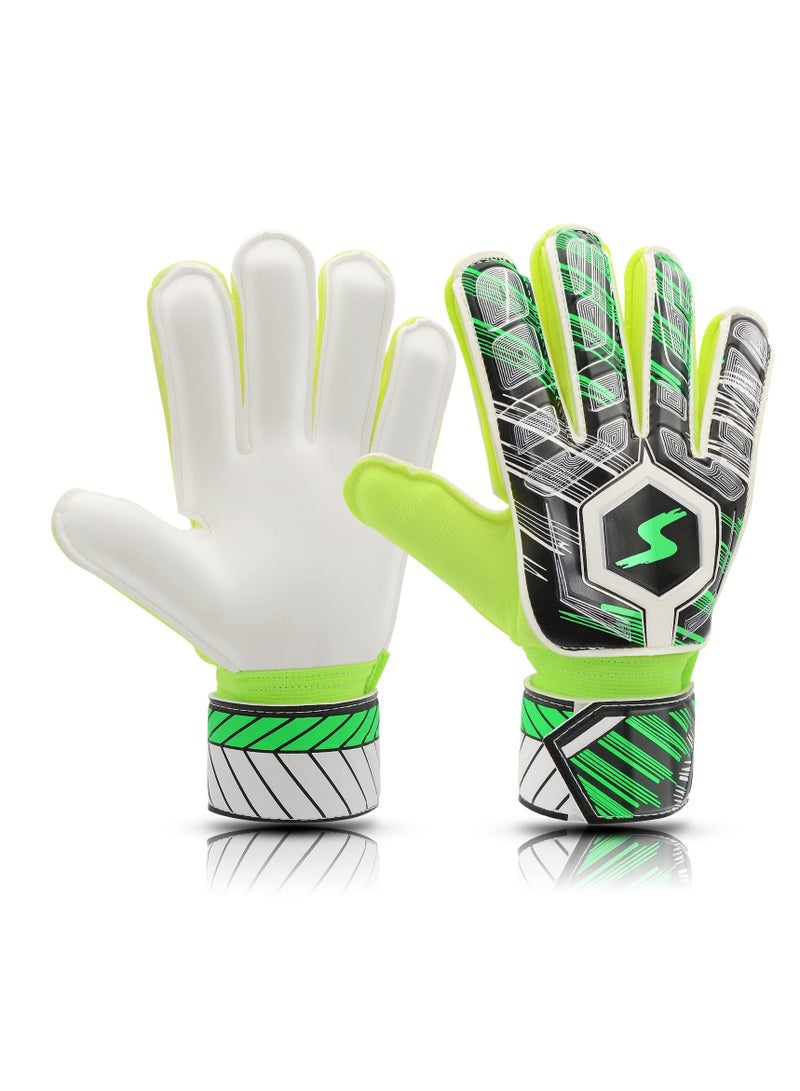 Excefore Children Football Gloves, 9# Kids Youth Football Soccer Goalkeeper Goalie Training Gloves Gear with Strong Grips Palms, Soccer Goalie Goalkeeper Gloves for Kids Boys Children (Green) - Image 1