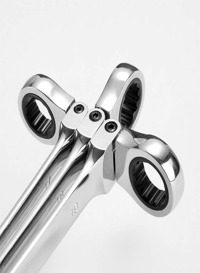 FLZOSPER 12pc. Tightspot Flex-Head Ratcheting Wrench Set，8-19mm Metric CR-V Quick Access Spanner with Portable Toolbox (12PC. Flex Head Wrench) - Image 5