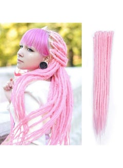 20 Inch Dreadlocks Syntheic Dreadlock Extensions Handmade Fake Dread Extension For Women Men Reggae Hiphop Twist Crochet Braiding Long Single Ended Hair Extension Pink 10 Strands