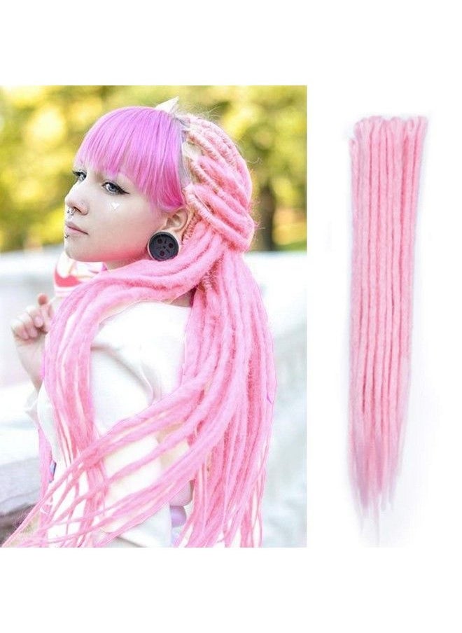 Benehair - 20 Inch Dreadlocks Syntheic Dreadlock Extensions Handmade Fake Dread Extension For Women Men Reggae Hiphop Twist Crochet Braiding Long Single Ended Hair Extension Pink 10 Strands - Image 1
