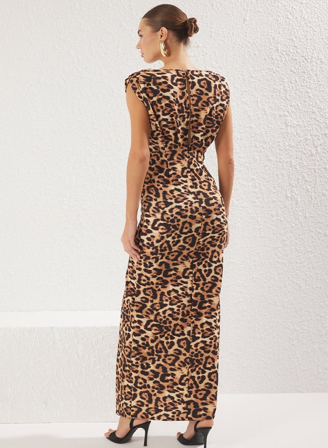 trendyol Multicolored Padded Woven Long Elegant Evening Dress & Graduation Dress  - Image 4