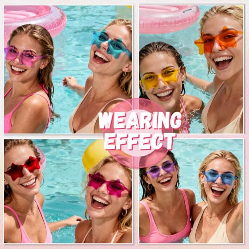 MIUSKATL 9 Pack Star Sunglasses, Colorful Rimless Star Shaped Glasses, Unisex Party Favors Supplies for Beach, Pool, Outdoors (9 Blue) - Image 5