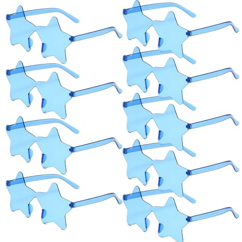 MIUSKATL 9 Pack Star Sunglasses, Colorful Rimless Star Shaped Glasses, Unisex Party Favors Supplies for Beach, Pool, Outdoors (9 Blue) - Image 1