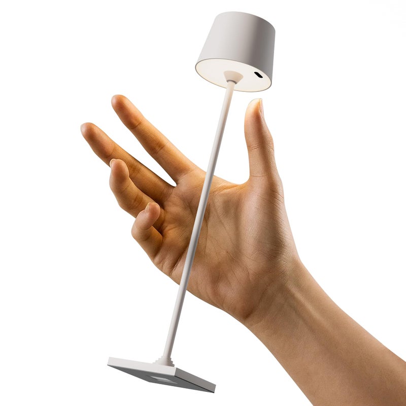 Timjorman Compact Cordless Table Lamp, Rechargeable LED Night Light, Dual Light Source (RGB Top & Warm Bottom), Touch Control & Timer, Metal Lamp for Bedroom & Kids Room (Greige 1PACK) - Image 1