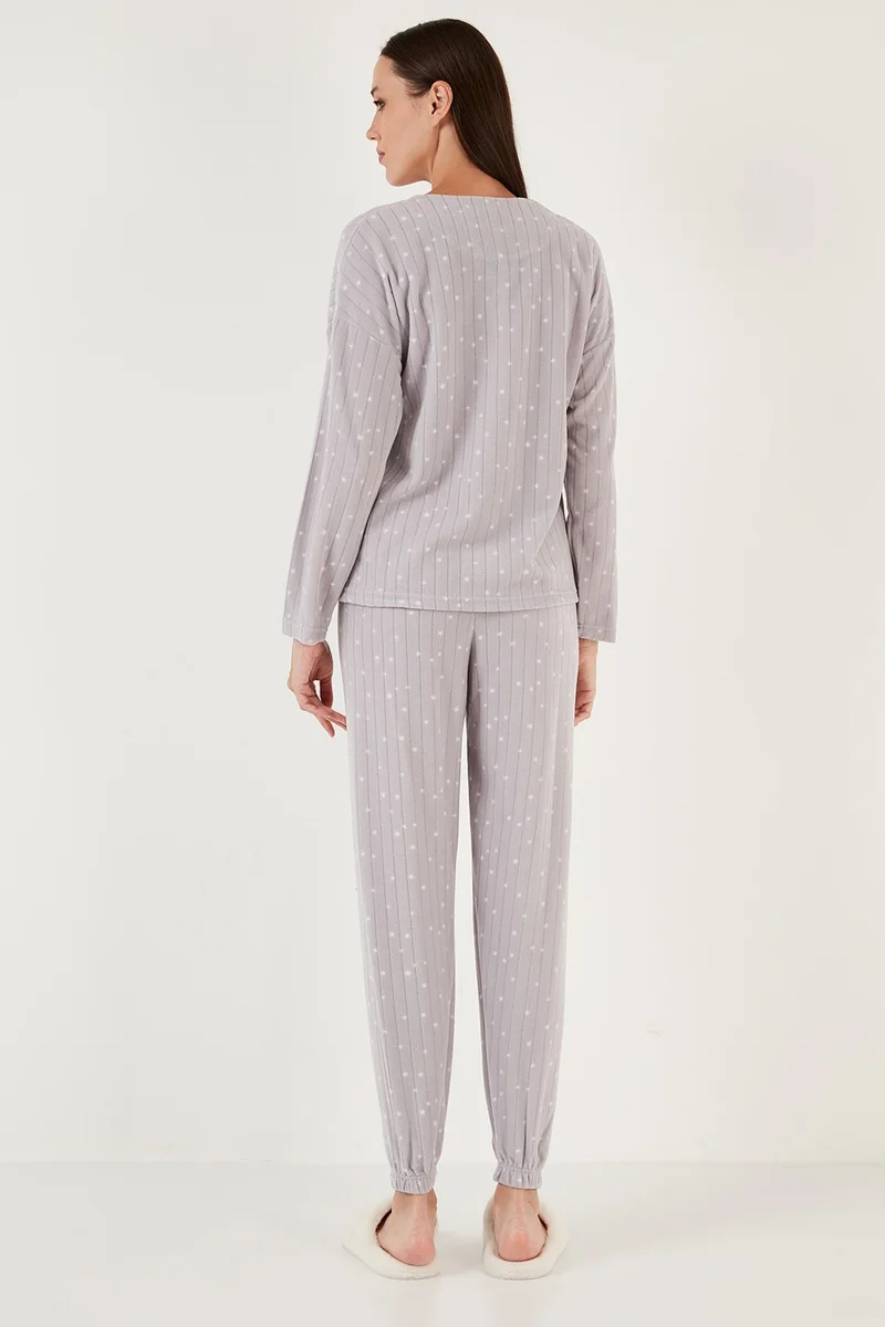 ليلا Regular Fit Crew Neck Fleece Pajama Set Women's Pajama Set 6571006