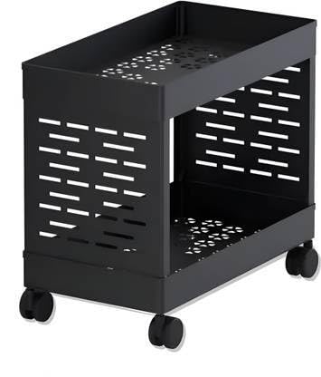 MASHUR FAB 2-Layer Slim Kitchen Storage Rack with Wheels | Multipurpose Plastic Organizer Shelf for Fruits, Vegetables & Bottles | Compact Trolley Rack for Pantry, Bathroom & Home (Black) - Image 4