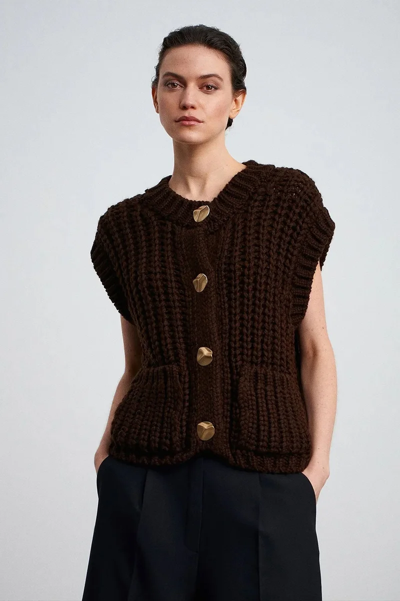 Dilvin Dark Mocha Brown DILVIN Women's Acrylic Blend Sweater for Women | Best Price UAE