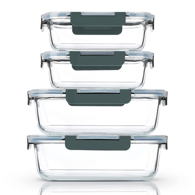 M MCIRCO [80 oz & 36 oz Extra Large Glass Food Storage/Baking Containers Set with Lids, 2 Pack 80 oz(10 cup)&2 Pack 36 oz (4.5 cup) Airtight Glass Container,Microwave,Oven,Freezer and Dishwasher - Image 1