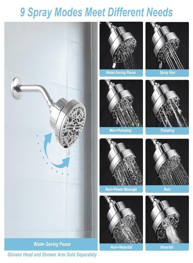 Offo رأس دش OFFO المفلتر، رأس فلتر دش 20 مرحلة للمياه العسرة مع وضع الإيقاف، رأس دش عالي الضغط 9 أوضاع مع فلتر لإزالة الكلور والمواد الضارة، كروم - Image 3