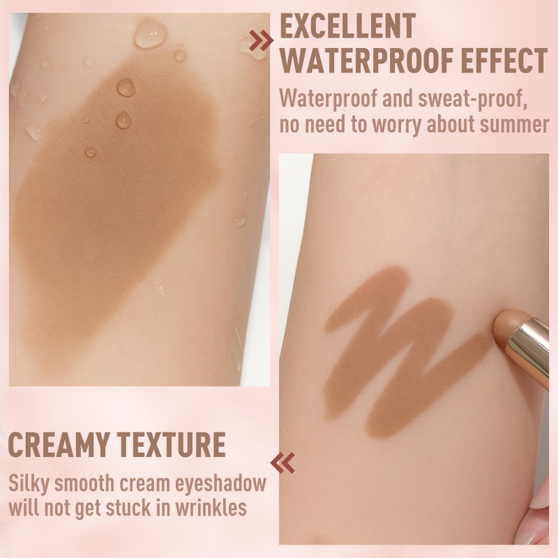 FV Long Lasting Cream Eyeshadow Stick, Waterproof & High Pigmented Eye Shadow Sticks Duo with Blending Sponge, Crease-Proof & Natural Finish Eyeshadow Pencil, Vanilla Matte - Image 3
