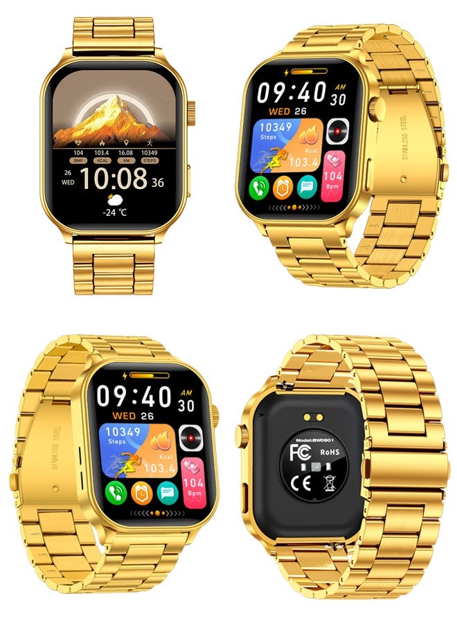 LIGE Top Brand Luxury Men's Smartwatches 2.01-Inch HD Large Screen, Zinc Alloy Case, 100+Sports Mode And Heart Rate Monitoring, 15 Days Long Standby Battery Life, IP68 Waterproof Smart Watches For Men Gold - Image 2