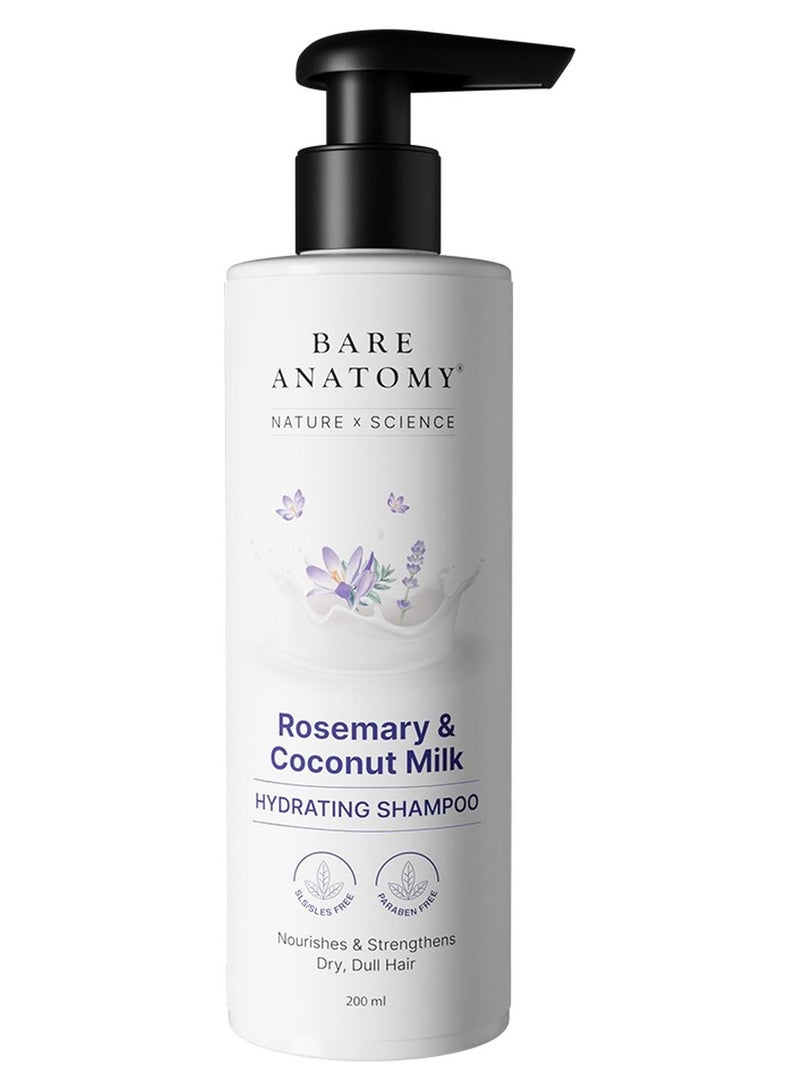 BARE ANATOMY Nature x Science Rosemary & Coconut Milk Hydrating Shampoo | Rosemary shampoo for frizzy, dull & dry hair | SLS & Paraben Free | Mild Shampoo for daily use | Shampoo for Women & Men 200mL & Nature x Science Rosemary & Coconut Milk Hydrating Conditioner | Natural conditioner for dry, dull & frizzy hair | SLS & Paraben Free | Conditioner for Women & Men | 150mL Bundle - Image 2