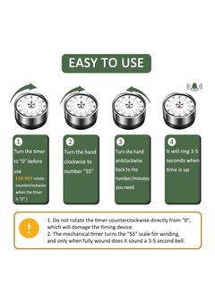 KASTWAVE Magnetic Kitchen Timer Chef Cooking Timer Clock with Loud Alarm No Batteries Required 100% Mechanical Magnetic Backing Exquisite Stainless Steel Body  - Image 5