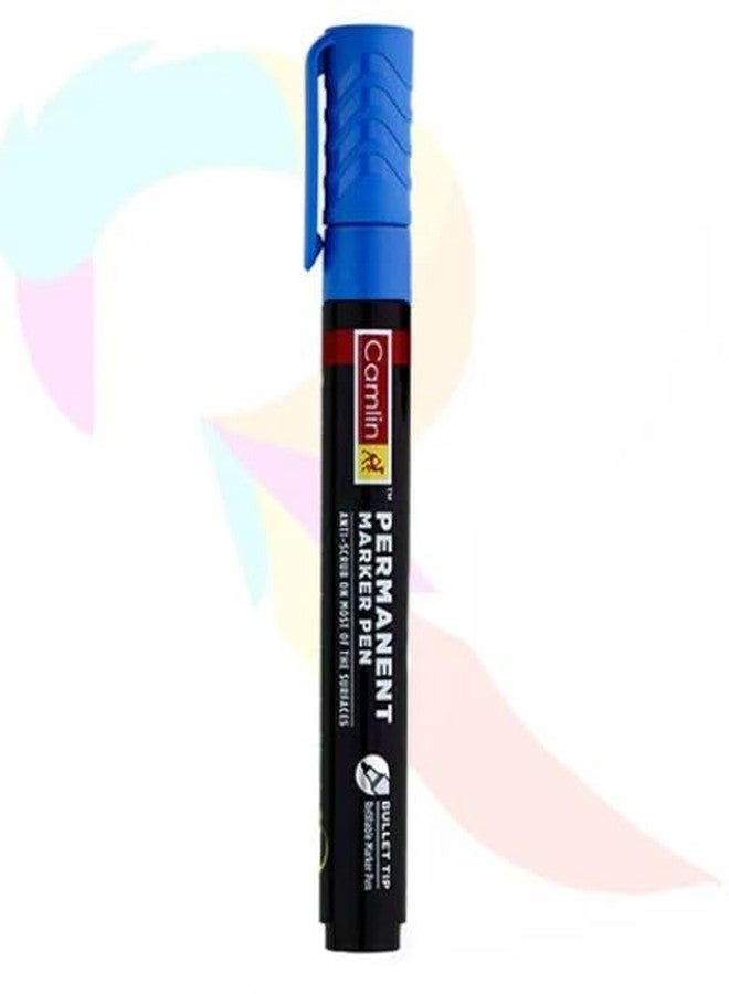 Camlin Permanent Marker Blue - Pack of 10 | Fine Tip, Waterproof Ink, Quick-Dry | Ideal for Office, School & Industrial Use - Image 3