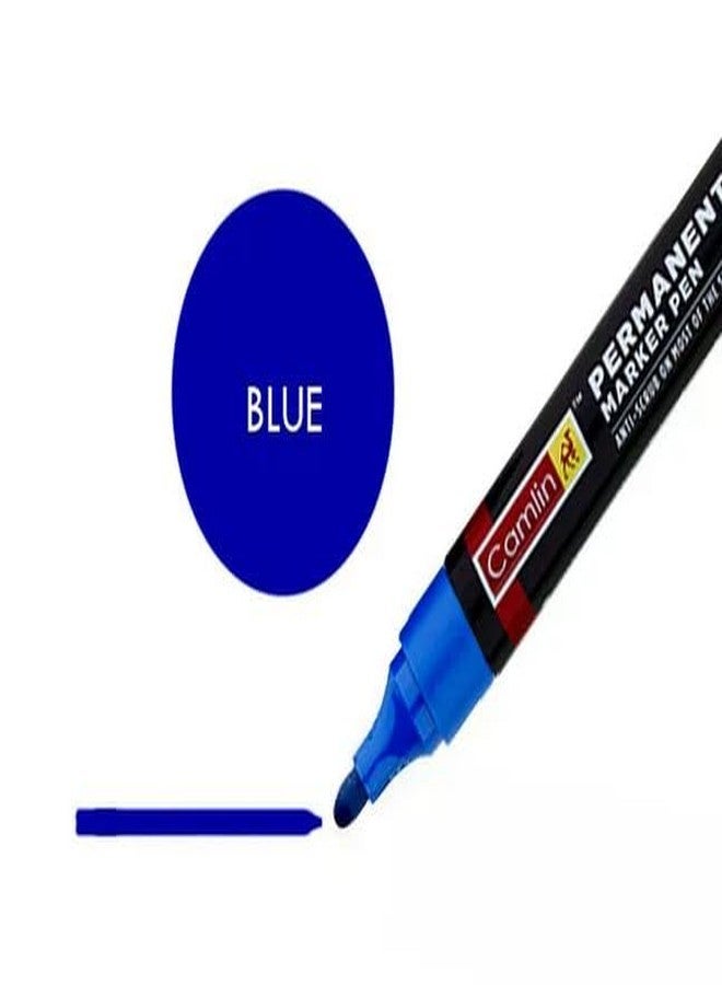 Camlin Permanent Marker Blue - Pack of 10 | Fine Tip, Waterproof Ink, Quick-Dry | Ideal for Office, School & Industrial Use - Image 2