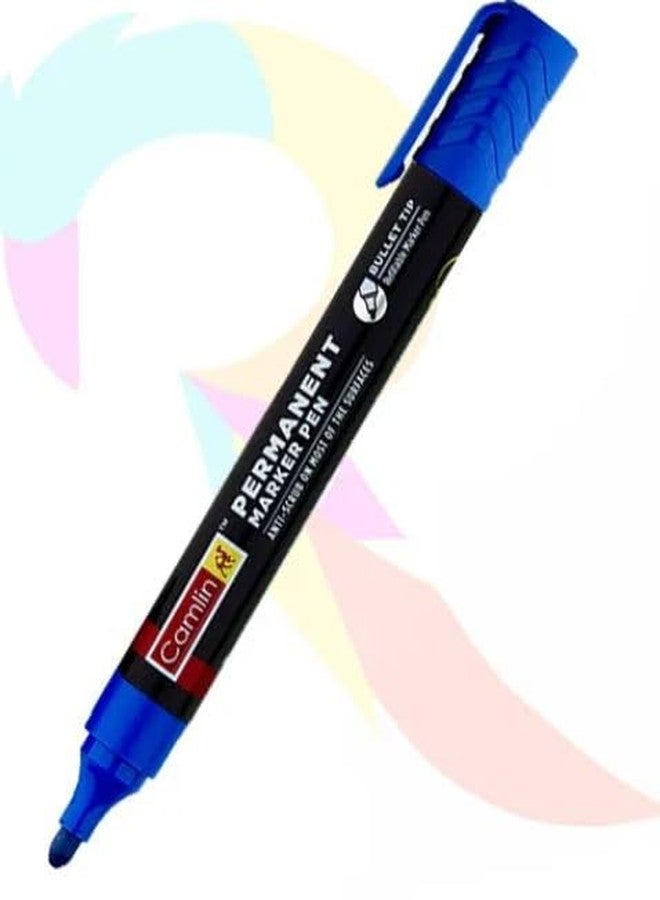 Camlin Permanent Marker Blue - Pack of 10 | Fine Tip, Waterproof Ink, Quick-Dry | Ideal for Office, School & Industrial Use - Image 1