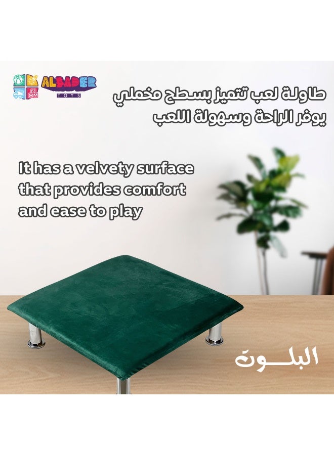 ALBADER Small Blot Table 60×60 cm with Bells Floor Card Table Premium Velvet Surface Steel Legs Portable Blot Table for Blot Speed Blot Card Games Home Gatherings - Image 2