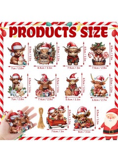 Patelai Patelai 40 Pcs Western Christmas Ornament Western Tree Ornament Cowboy Horse Highland Cow Cactus Wooden Hanging Decorations Western Theme Party Decorations for Xmas Tree Home Decor(Highland Cow)  - Image 2
