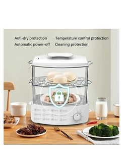 SILVER CREST Household Two Tier Electric Food Steamer Cooker Multifunction Electric Steamer Vegetable Heating Breakfast Machine 12L Capacity 12 Multifunctional Modes 1500W Steamer  - Image 2