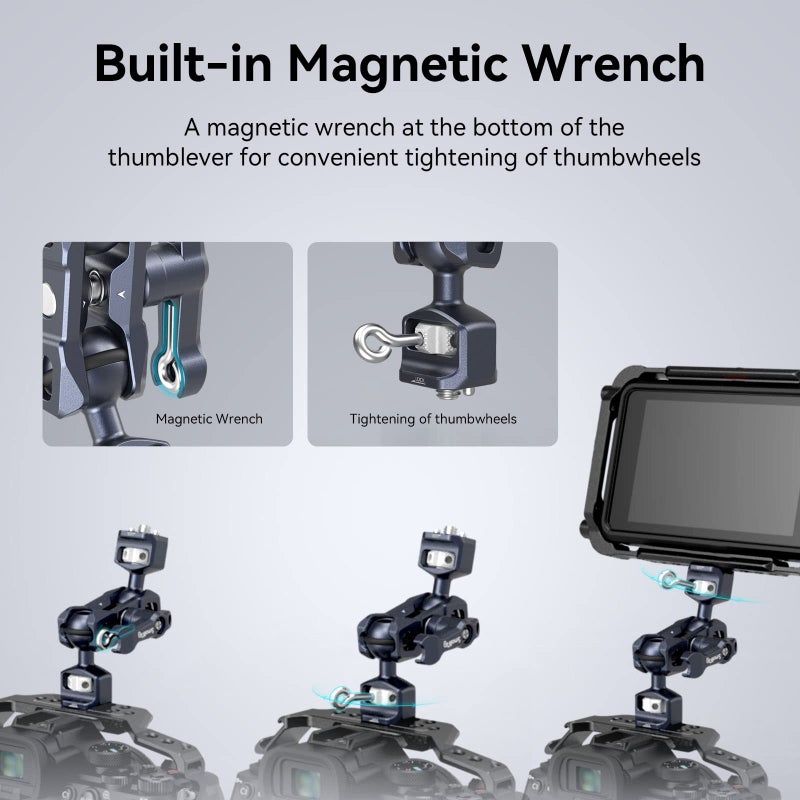 SmallRig Articulating Magic Arm with 3/8"-16 Locating Screw for ARRI and 1/4"-20 Screw (with Retractable Pins), 360 Degree Rotation, Max Load of 12 Ib Magic Arm for Monitor, Camera, and Lights 3874 - Image 5