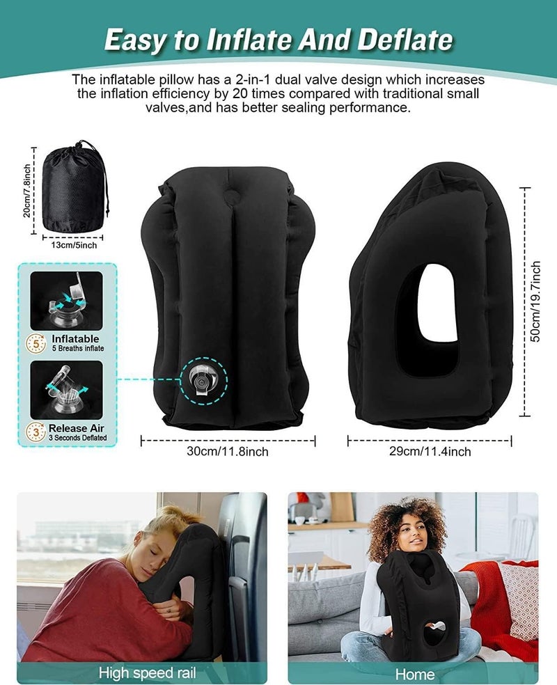 ONTRIP Inflatable Travel Pillow for Cars Air Pillow for Sleeping to Avoid Neck and Shoulder Pain Comfortably Support Head Neck and Lumbar Pillows for Airplanes Buses Cars Office Multicolor - Image 4