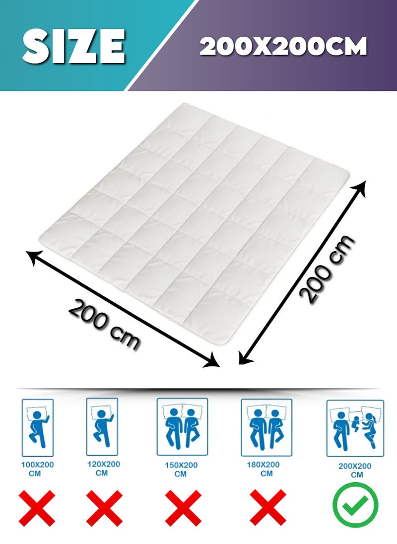 Blueberry Ultra Soft Comfort Mattress Protector Machine Washable Cotton Mattress Topper Cover 4 Corner Elastic Not Waterproof 200x200cm - Image 2