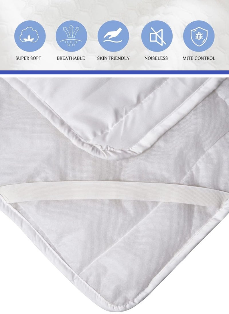 Blueberry Ultra Soft Comfort Mattress Protector Machine Washable Cotton Mattress Topper Cover 4 Corner Elastic Not Waterproof 200x200cm - Image 5