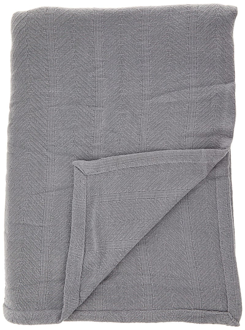 Eddie Bauer Eddie Bauer  King Blanket Lightweight Cotton Bedding Home Decor for All Seasons Herringbone Chrome King 
