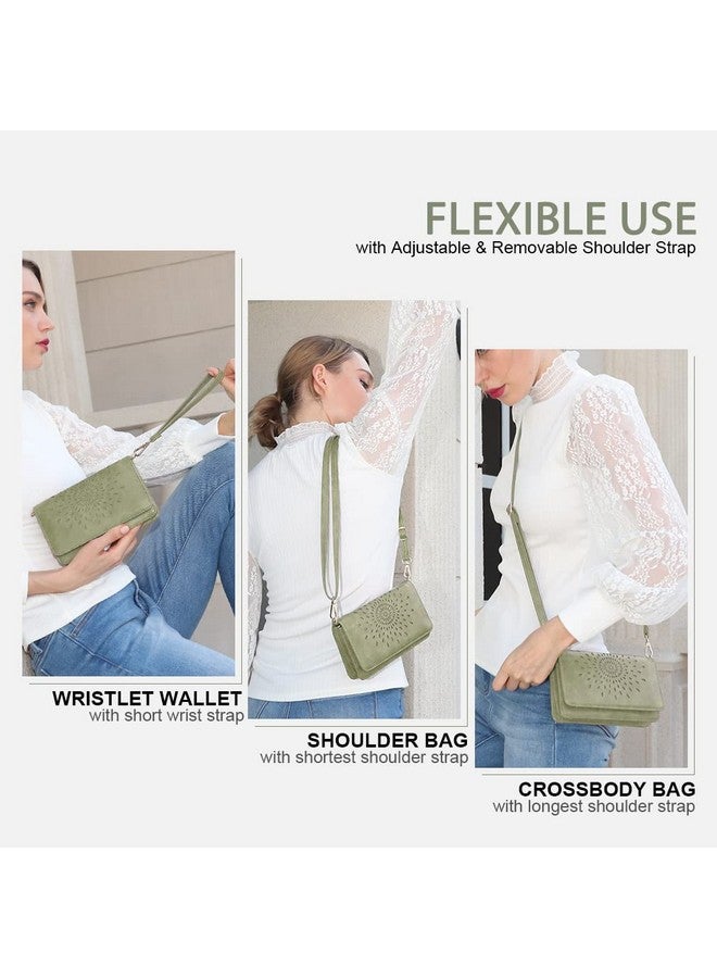 APHISON Crossbody Bags For Womenwristlet Wallet Phone Purse Shoulder Handbags Multifunction Small Rfid Clutch Card Holder Green - Image 2