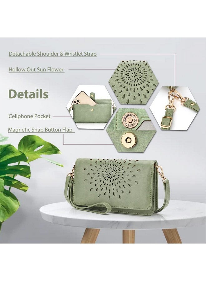 APHISON Crossbody Bags For Womenwristlet Wallet Phone Purse Shoulder Handbags Multifunction Small Rfid Clutch Card Holder Green - Image 5