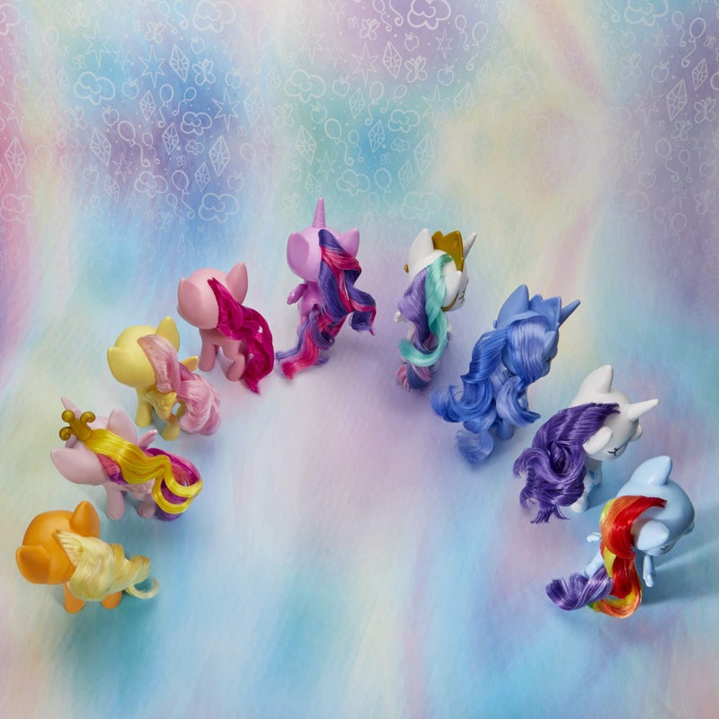 My Little Pony Mega Friendship Collection Set of 9 Toy Pony 12.5-cm Figures with Brushable Hair, Comb and 15 Accessories - Image 3