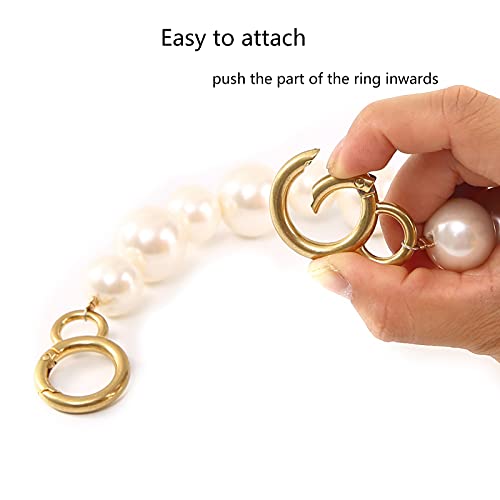 Xiazw DIY Sturdy Large Imitation Pearl Bead Purse Handle Strap Bag Charms Handbag Chain Replacement Accessories Decoration (Off White with Antique Gold Clasp) - Image 5