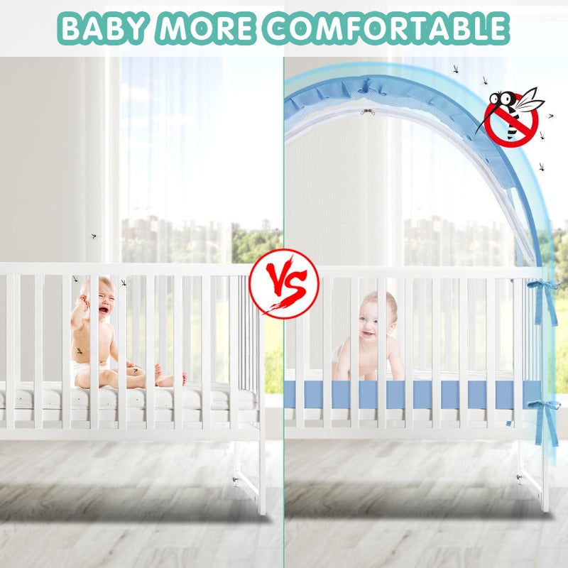 Zkaitoy Crib Tent - Crib Net to Keep Baby in, Stop Baby from Climbing Out of Crib, Pop Up Crib Tent with Durable Breathable Net Double Zipper Strong Rods Installation Convenience - Image 5