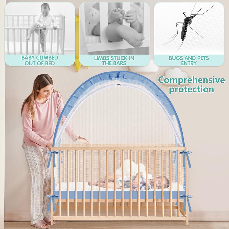 Zkaitoy Crib Tent - Crib Net to Keep Baby in, Stop Baby from Climbing Out of Crib, Pop Up Crib Tent with Durable Breathable Net Double Zipper Strong Rods Installation Convenience - Image 2