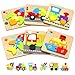 Oomloid Wooden Puzzles Toddler Toys for 1 2 3 Years Old Boys Girls 6 Vehicle Shape Learning Educational Blocks Birthday Gifts Sensory Toy Montessori Toys Age 13 24 - Image 2