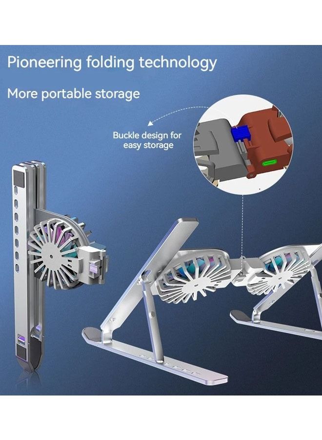 Arabest Cooling Laptop Stand Adjustable Angle Folding Tablet Holder With Mute Cooling Fan - Image 2