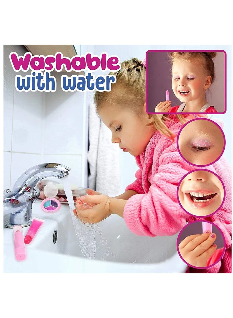 كابتن تيك Non Toxic Kids Makeup Kit for Girls Real Washable Pretend Play Set with Cosmetic Bag Ideal Gift for Ages 3 to 12 - Image 4