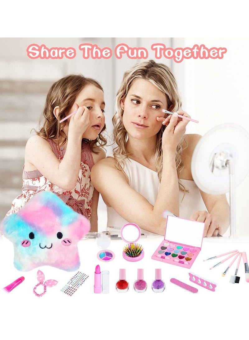 كابتن تيك Non Toxic Kids Makeup Kit for Girls Real Washable Pretend Play Set with Cosmetic Bag Ideal Gift for Ages 3 to 12 - Image 5