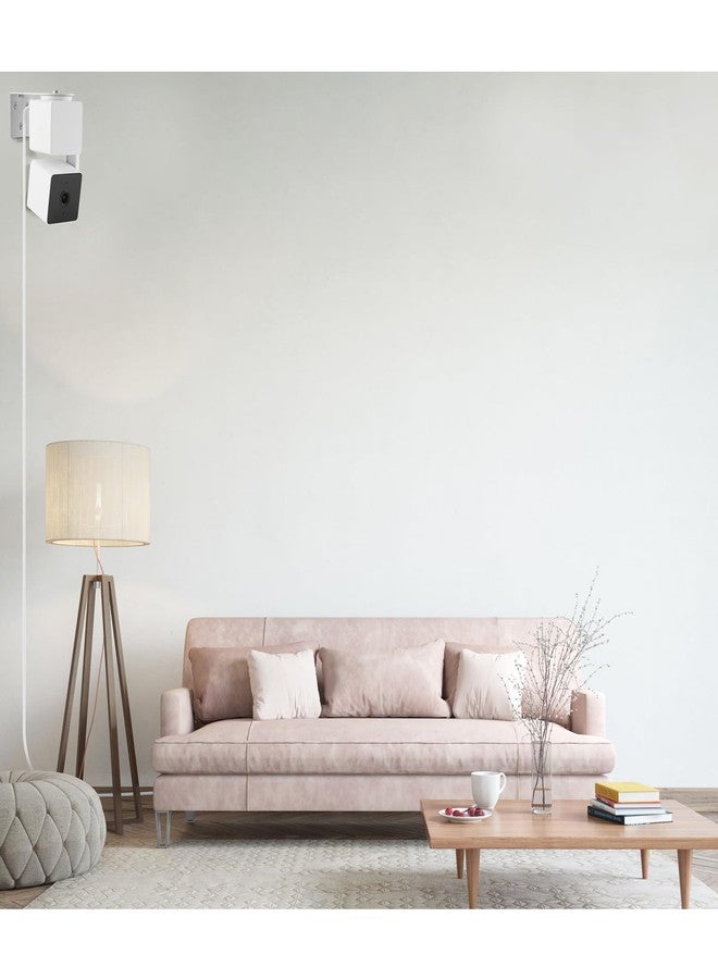 Smays 10 ft Cable for WYZE Cam Pan v3 Camera, Long Micro USB Flat Power Cord, 90 Degree 2-Pack, White - Image 3