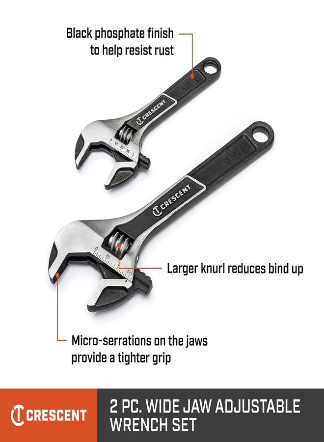 Crescent 2 Piece Wide Jaw Adjustable Wrench Set | 6" & 10" | ATWJ2610VS - Image 4