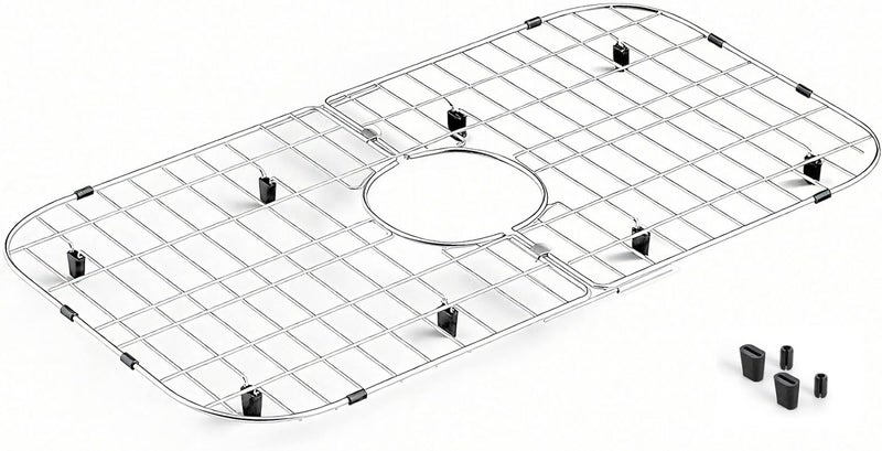 Youeon Stainless Steel Sink Protector Grid 26" x 14", Foldable Kitchen Sink Bottom Grid with Centered Drain Hole, Rust-Resistant Sink Rack for Dishes, Pots, and Glassware - Image 1