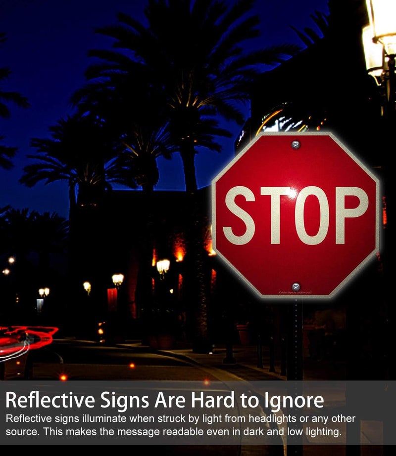 Faittoo Stop Sign, Street Slow Warning Reflective Signs, 12 x 12 Inches Octagon, .040 Rust Free Aluminum, UV Protected and Waterproof, Weather Resistant, Durable Ink, Easy to Mount - Image 5