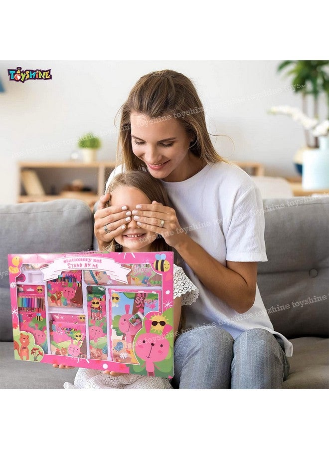 توي شاين مجموعة أدوات التلوين والقرطاسية من تويز شاين، 41 قطعة، هدية للأطفال الأولاد والبنات الصغار | تعلم الفنون التعليمية والحرف اليدوية ولعبة داخلية، هدية عيد ميلاد للأطفال من سن 3 4 5 6 7 8 9 سنوات - حيوانات البحر، عالم الحيوان، أبيض - Image 4