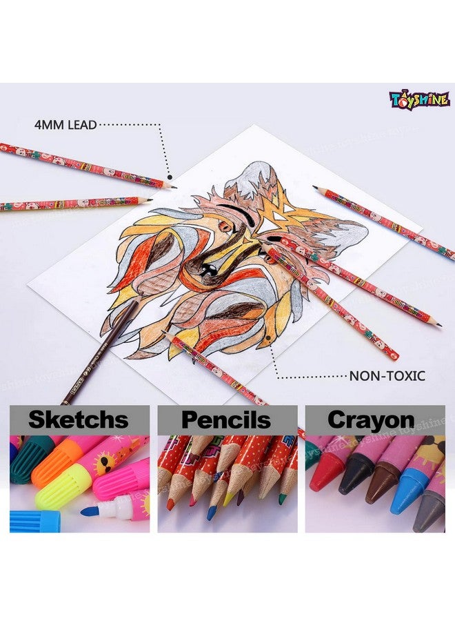 توي شاين مجموعة أدوات التلوين والقرطاسية من تويز شاين، 41 قطعة، هدية للأطفال الأولاد والبنات الصغار | تعلم الفنون التعليمية والحرف اليدوية ولعبة داخلية، هدية عيد ميلاد للأطفال من سن 3 4 5 6 7 8 9 سنوات - حيوانات البحر، عالم الحيوان، أبيض - Image 3