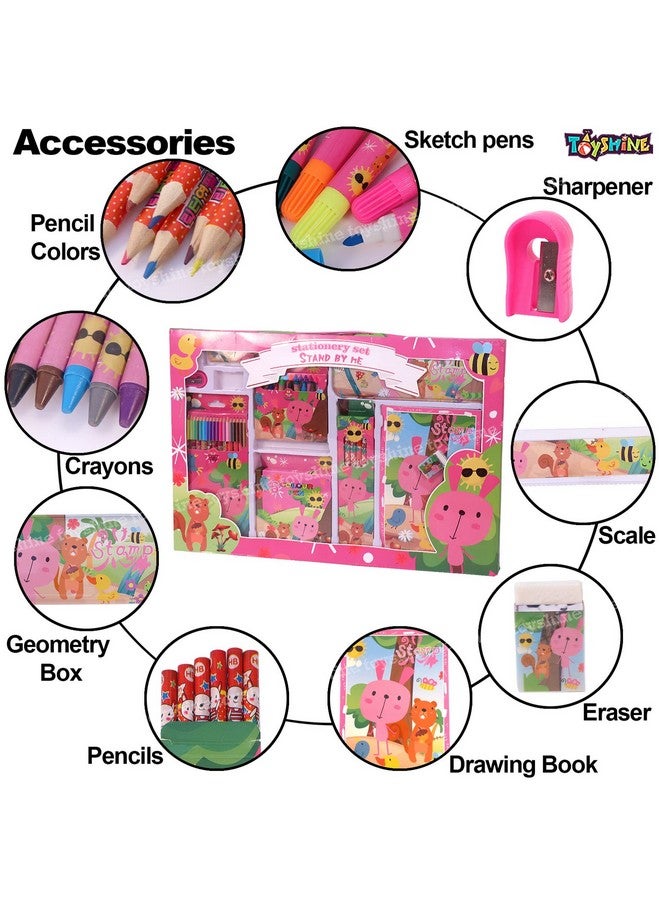 توي شاين مجموعة أدوات التلوين والقرطاسية من تويز شاين، 41 قطعة، هدية للأطفال الأولاد والبنات الصغار | تعلم الفنون التعليمية والحرف اليدوية ولعبة داخلية، هدية عيد ميلاد للأطفال من سن 3 4 5 6 7 8 9 سنوات - حيوانات البحر، عالم الحيوان، أبيض - Image 2