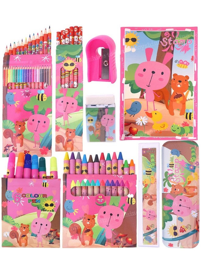 توي شاين مجموعة أدوات التلوين والقرطاسية من تويز شاين، 41 قطعة، هدية للأطفال الأولاد والبنات الصغار | تعلم الفنون التعليمية والحرف اليدوية ولعبة داخلية، هدية عيد ميلاد للأطفال من سن 3 4 5 6 7 8 9 سنوات - حيوانات البحر، عالم الحيوان، أبيض - Image 1