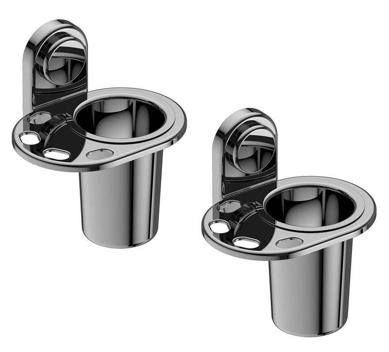 Amity Cute Tumbler Holder, Toothbrush Holder, Wall Mounted for Bathroom and Wash Basin, 304 Grade Stainless Steel with Chrome Finish (Set of 2) - Image 1