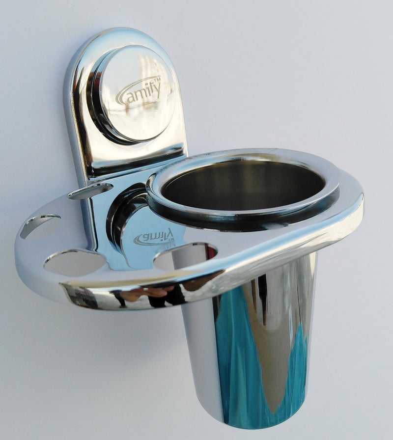 Amity Cute Tumbler Holder, Toothbrush Holder, Wall Mounted for Bathroom and Wash Basin, 304 Grade Stainless Steel with Chrome Finish (Set of 2) - Image 3